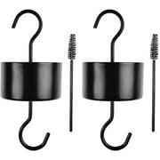 (2 Pack) Hummingbird Feeder Ant Guard,Ant Moat Trap Hooks for Oriole Nectar Feeders with 2 Clean Brushes (Black)