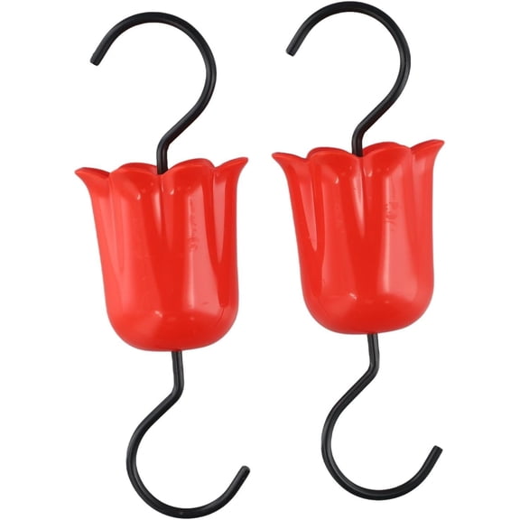 2 Pack Hummingbird Feeder Ant Moat with Hook, Large Red Polycarbonate Bee Guard for Bird Feeders, Leak-Proof Outdoor Nectar Protector Against Ants and Bees(red)