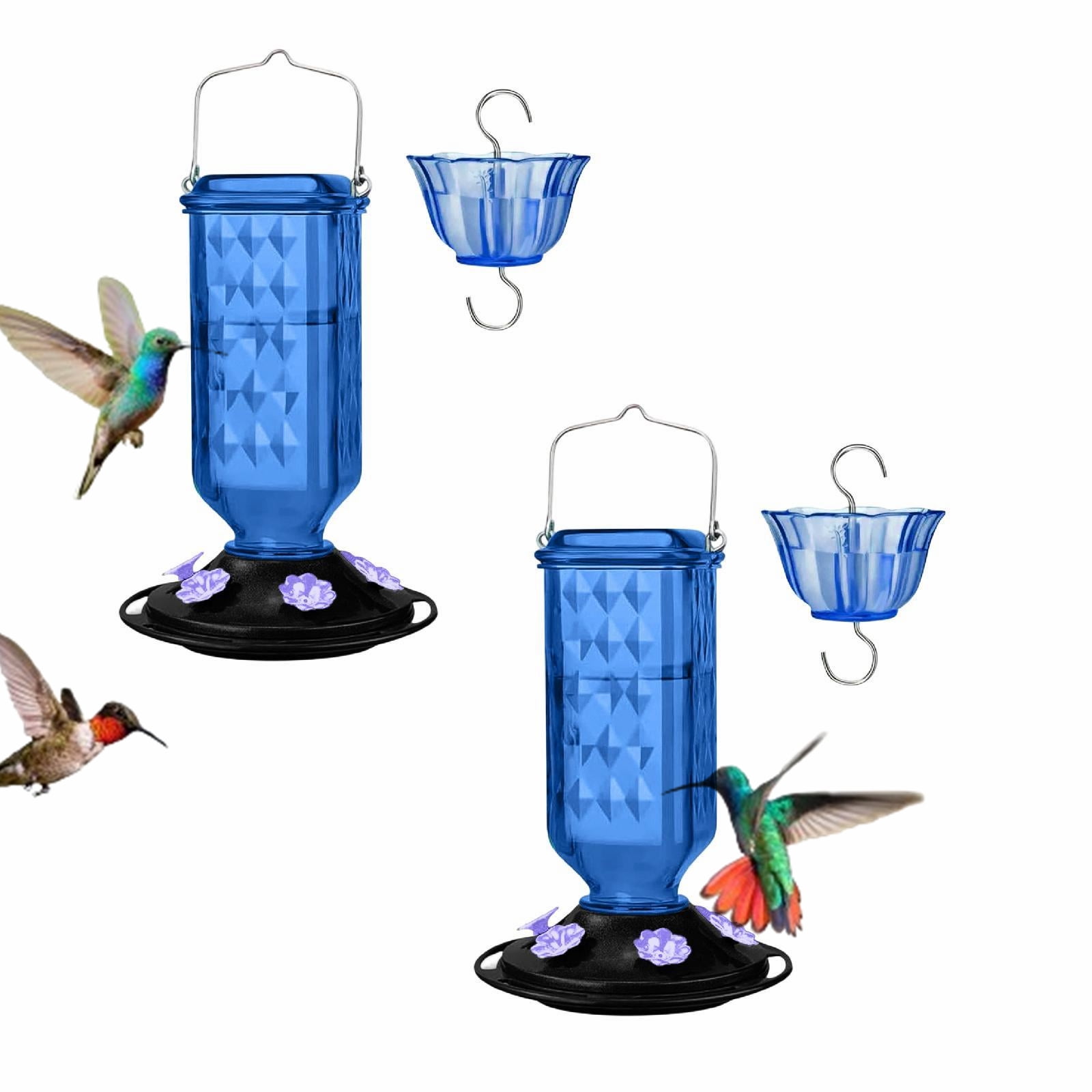 2 Pack Hummingbird Feeder for Outdoor Hanging, 20oz, 6 Feeding Ports, Bird Nectar Feeder for Garden Decor, Ant Moat Included,for Bird Lover,A