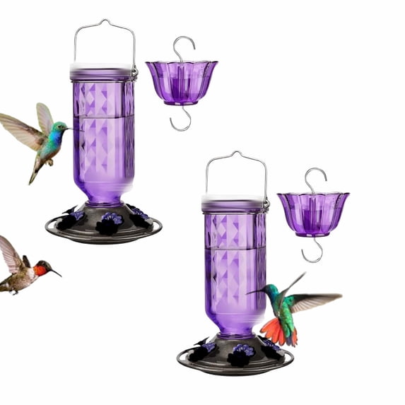 2 Pack Hummingbird Feeder for Outdoor Hanging, 20oz, 6 Feeding Ports, Bird Nectar Feeder for Garden Decor, Ant Moat Included,for Bird Lover,C