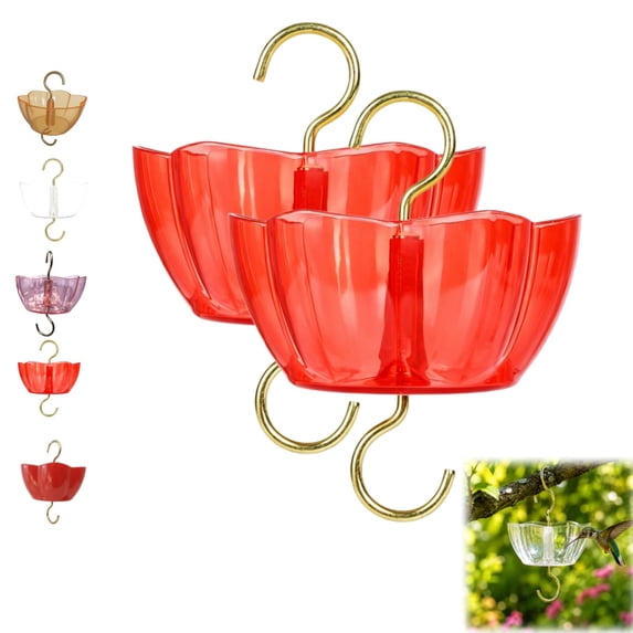 2 Pack Hummingbird Feeders High Capacity,Ant Moat & Cups for Hummingbird,9 oz Feeders Suitable for Outdoor Patio Hanging Feeder, Garden Decoration