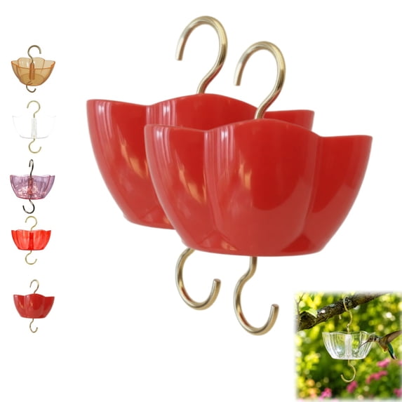 2 Pack Hummingbird Feeders High Capacity,Ant Moat & Cups for Hummingbird,9 oz Feeders Suitable for Outdoor Patio Hanging Feeder, Garden Decoration