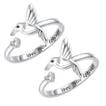 2 Pack Hummingbird Heart Opening Ring for Women, Love You Heart Shape ...