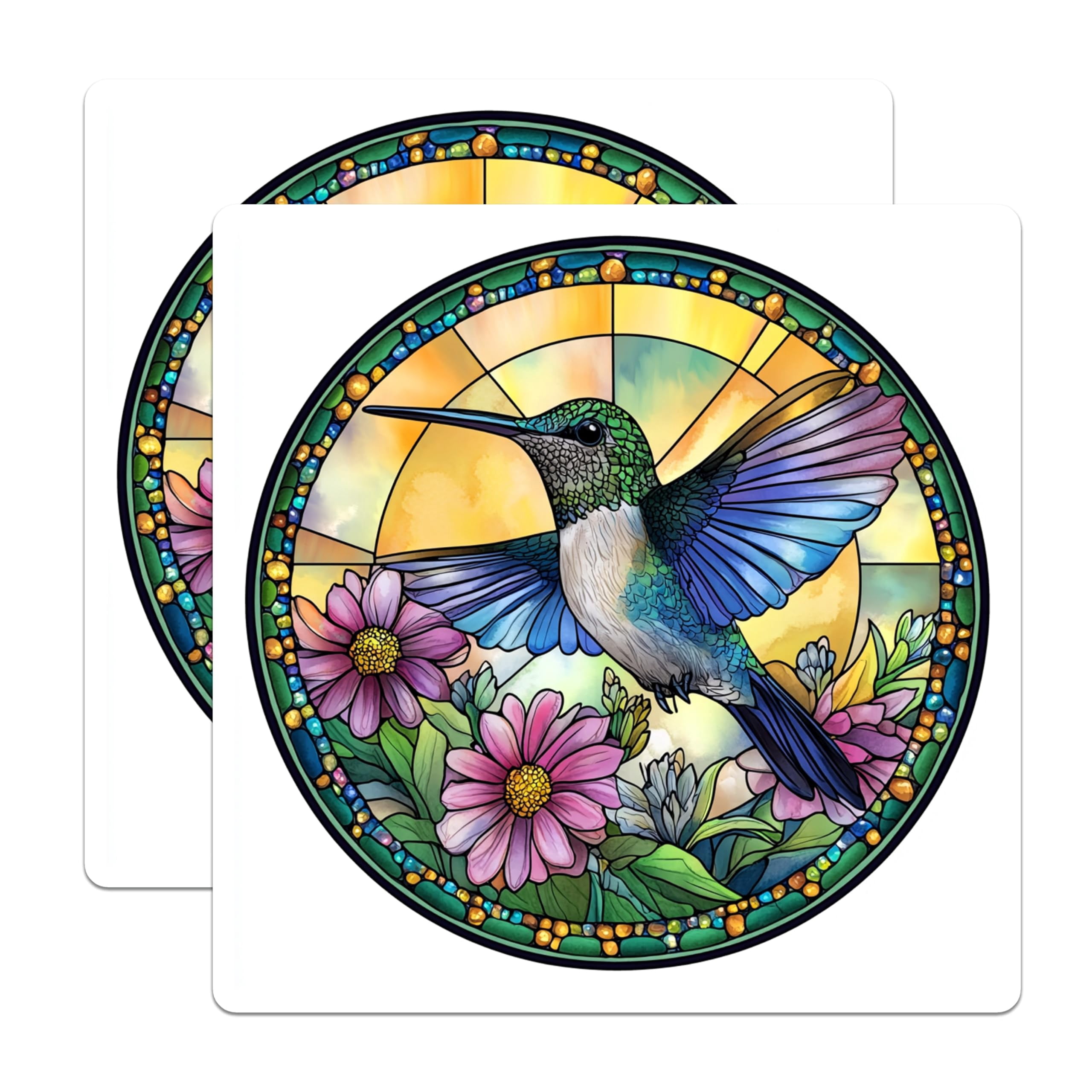 (2 Pack) Hummingbird Stained Glass Magnets - Nature Lover Decor ...