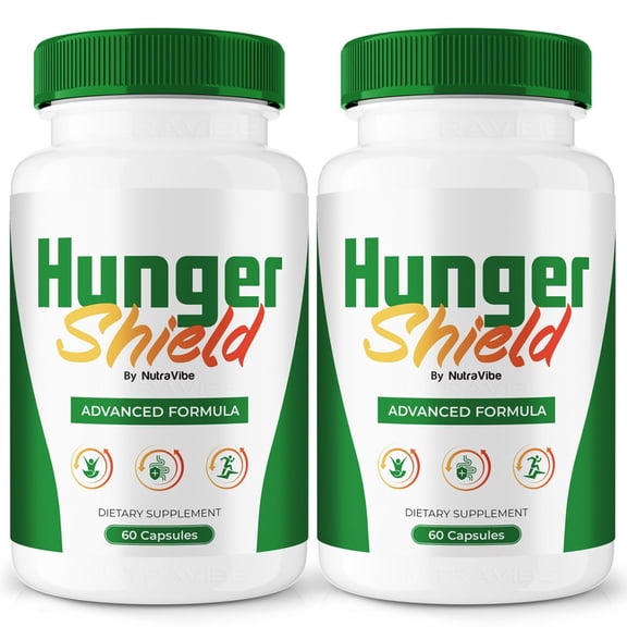(2 Pack) Hunger Shield Natural Daily Pill Formula Designed to align with Fitness Goals, Support active Lifestyle & Body Balance | Just 2 Easy-to-Swallow Pills Daily (120 Capsules)