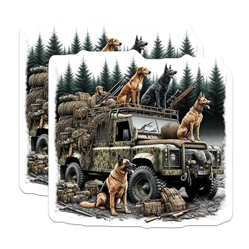(2 Pack) Hunting Adventure Magnets - Dog Lover - Forest Explorer - 5" On Longest Side - for Cars, Fridges, Toolboxes - Made in USA - MAG6033