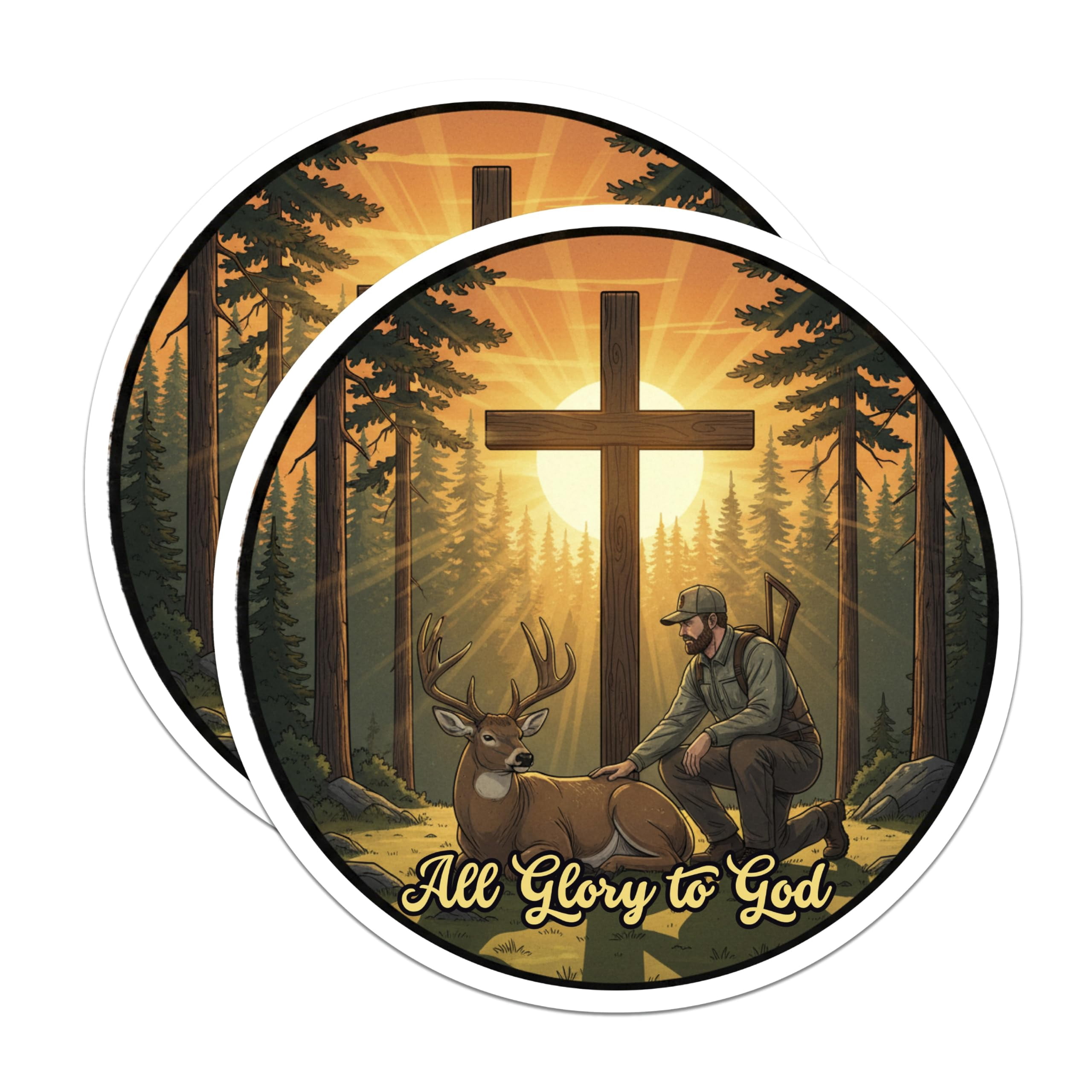 (2 Pack) Hunting Deer Stickers - Christian Hunter - All Glory to God ...