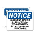 thumbnail image 1 of (2 Pack) No Hunting Fishing Or Trespassing Without OSHA Notice Sign 24 Inch X 18 Inch Indoor / Outdoor Rust-Free Aluminum Metal Signs for Workplace, Workshop, and Construction Site,, 1 of 8