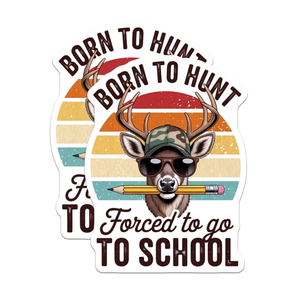 (2 Pack) Hunting Stickers - Funny Deer - Back to School Stickers - 5" On Longest Side - Sticks to Smooth Flat Surfaces - Made in USA - BMCS15712