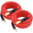 thumbnail image 1 of 2-Pack Hybrid Air Hose 3/8-Inch by 50-Feet 300 PSI Heavy Duty, Lightweight, Kink Resistant, All-Weather Flexibility with 1/4-Inch Brass Male Fittings, Bend Restrictors, Red, 1 of 6