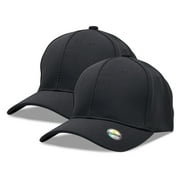 [2 Pack] Hybrid Stretch-Fitted Trucker Cap, Baseball Cap Black L/XL