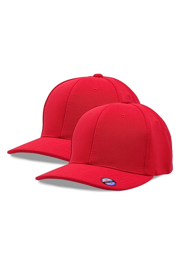 [2 Pack] Hybrid Stretch-Fitted Trucker Cap, Baseball Cap Red L/XL
