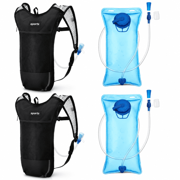 2 Pack Hydration Packs with 2L Water Bladder, Blue White, Lightweight for Outdoor Sports