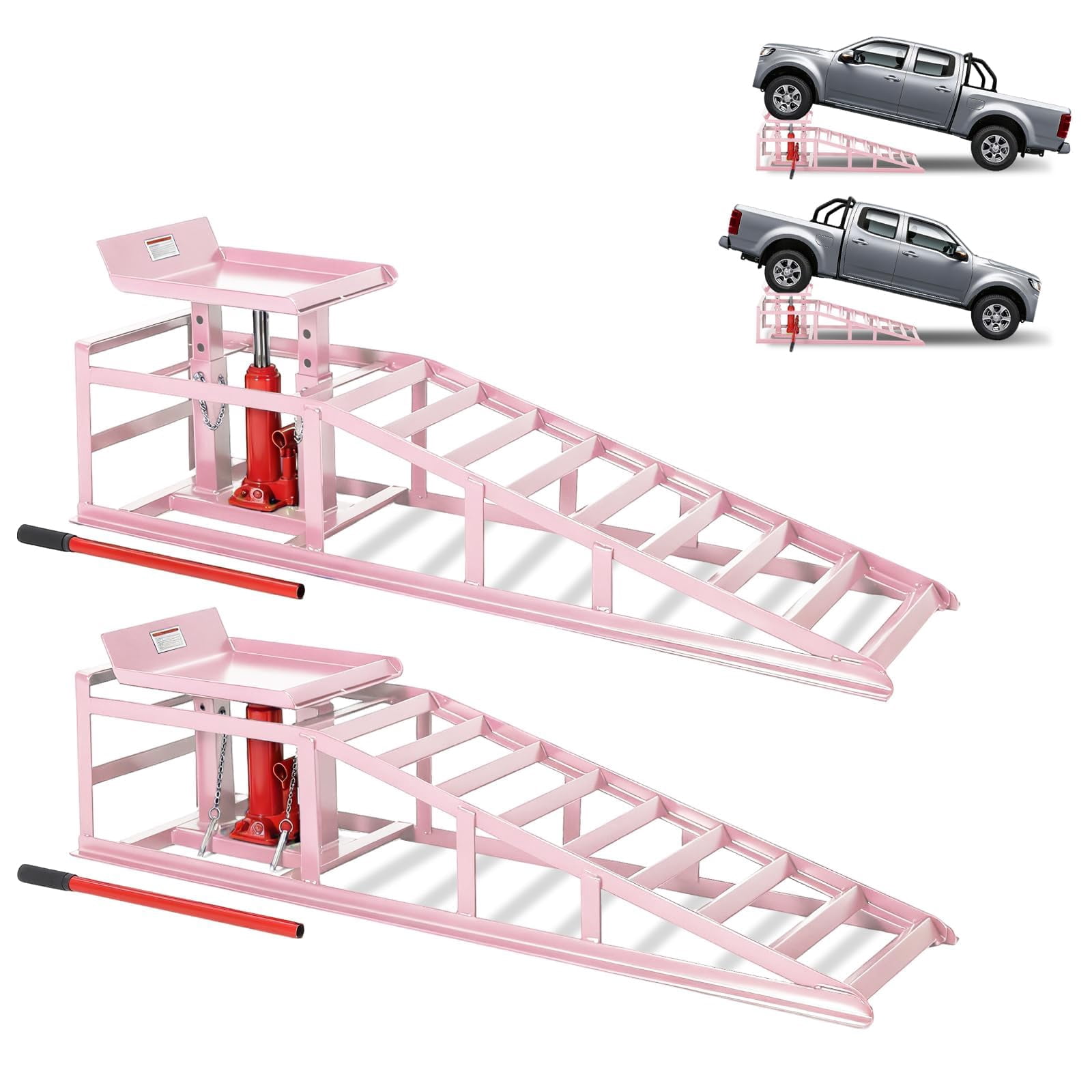 Pink Ramp 2 Pack Hydraulic Car Ramps 5 Ton/11000 LB, Heavy Duty Low Profile ...