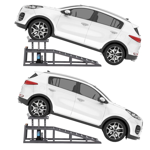 2 Pack Hydraulic Car and Truck Service Ramps, 11000 Lbs Capacity Low Profile Car Lift Ramps for Oil Changes, Adjustable Lift Height 9.8" to 16.21", Portable for Home Garage Auto Repair