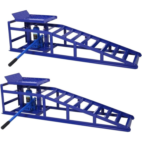 2 Pack Hydraulic Lift Ramp, 5 Ton Load Capacity, Adjustable Auto Lift ...