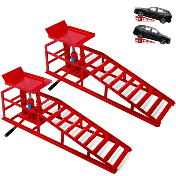 2-Pack Hydraulic Vehicle Ramps/Truck Ramps/Car Ramps: Heavy-Duty Vehicle Ramps with 5T/10000lbs Jack Load Capacity for Effortless Lifts Car and Oil Changes, Perfect for Professional or Home Garage Us
