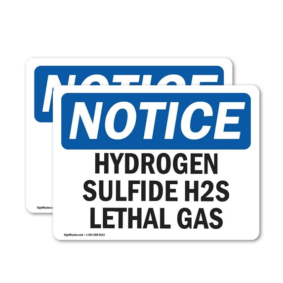 (2 Pack) Hydrogen Sulfide H2S Lethal Gas OSHA Notice Sign 18 Inch X 12 Inch Vinyl Label Decal Sticker Weather Resistant, UV Protected for Workplace, Business, and Construction Site,