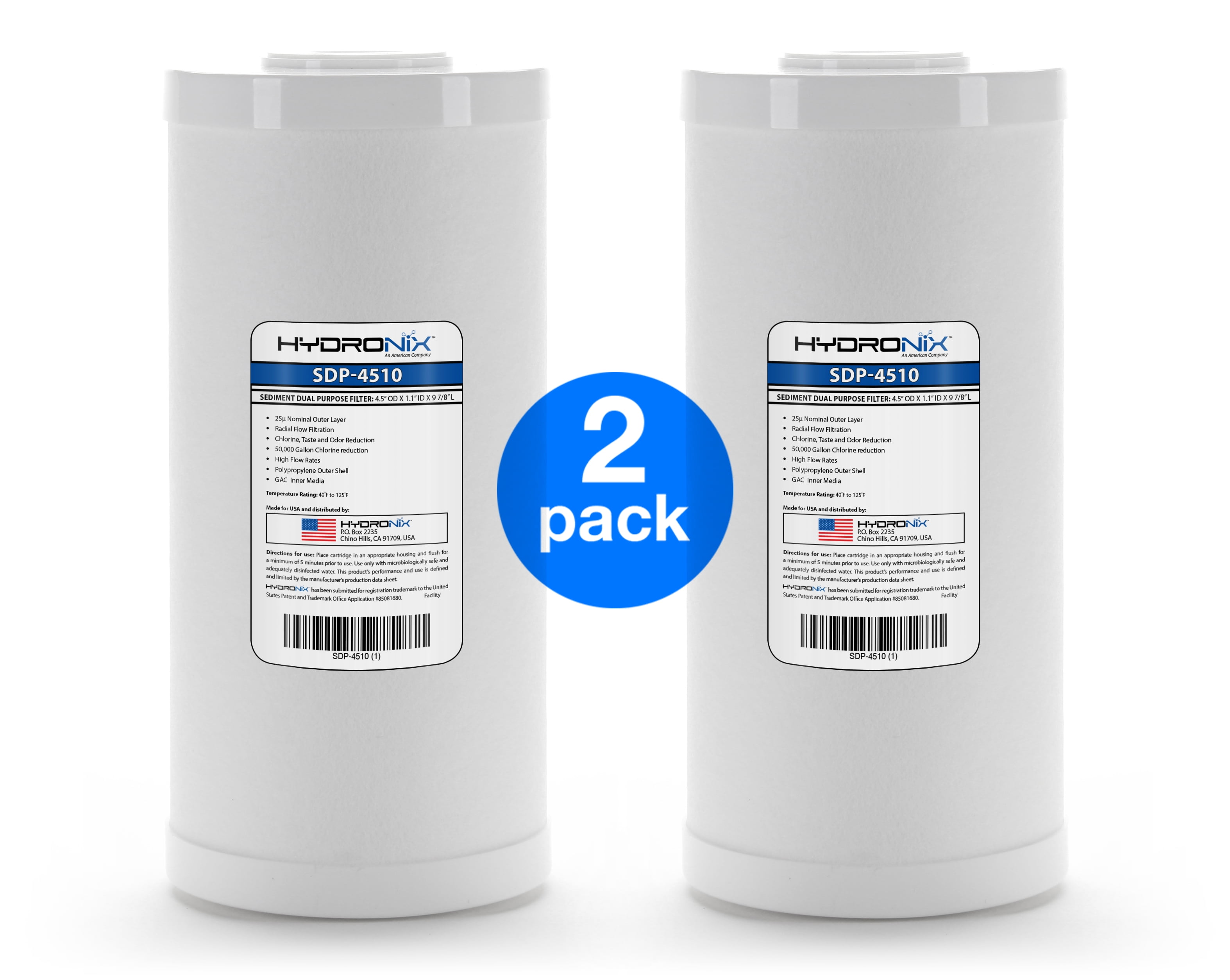 2 Pack - Hydronix SDP-4510 Dual Purpose Radial Flow Cartridge 4.5" x 10"