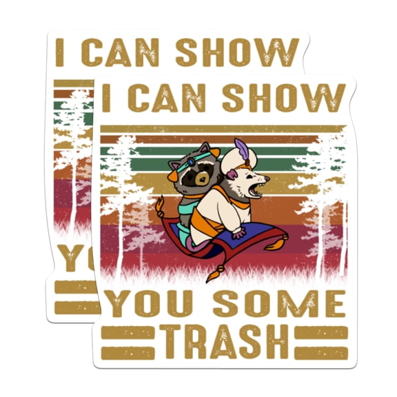 (2 Pack) I Can Show You Some Trash Meme Stickers - Funny Possum and Raccoon - Funny Trash - 5 Inches On Longest Side - Premium Vinyl - for Cars, Trucks, Skateboards, Laptops - Made in USA - BMCS1641