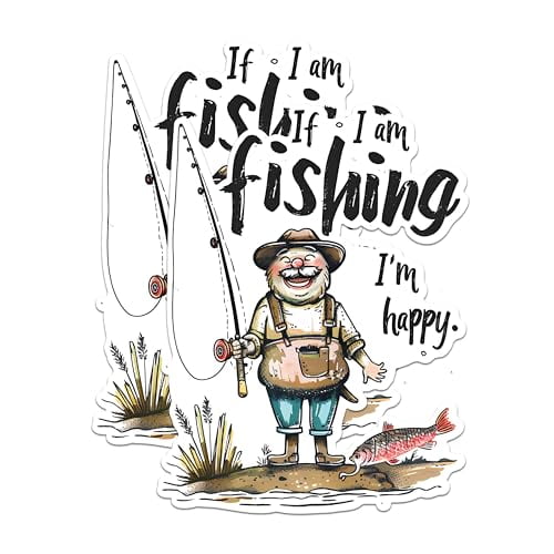 (2 Pack) If I Am Fishing Magnets - Funny Fishing Magnets - Happy Fisherman Magnets - Fishing Decor Magnets- 5" On Longest Side - for Fridges, Toolboxes, Cars - Made in USA - MAG2627