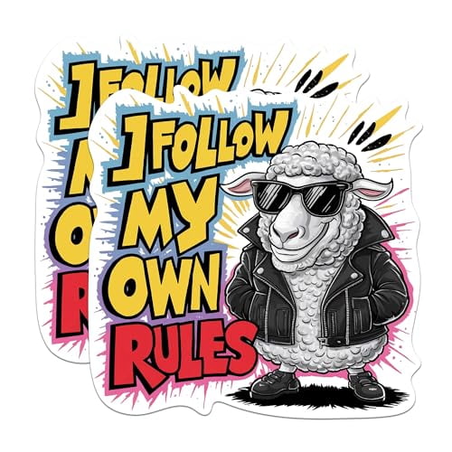 (2 Pack) I Follow My Own Rules Magnets - Funny Punny Animal Pun - Sarcastic Animal - 5 Inches On Longest Side - Premium Magnet - for Cars, Refrigerators, Toolboxes - Made in USA - MAG2037