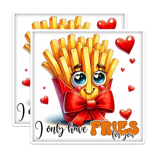 (2 Pack) I Only Have Fries for You Stickers - Cute Funny Punny Puns Jokes - 5 Inches On Longest Side - Premium Vinyl - for Cars, Trucks, Skateboards, Laptops - Made in USA - BMCS1073