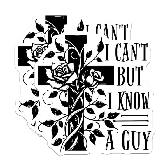 (2 Pack) I Can't But I Know A Guy Magnets - Inspirational Cross Magnets - Rose Vine Cross Magnets - 5" On Longest Side - for Cars, Refrigerators, Toolboxes, Lockers - Made in USA BMCS3415