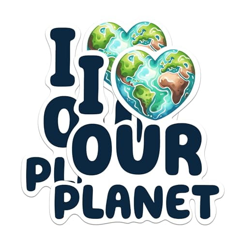 (2 Pack) I Love Our Planet Stickers - Earth Lover Earth Eco Concious Sticker - 5 Inches On Longest Side - Premium Vinyl - for Cars, Trucks, Skateboards, Laptops - Made in USA - BMCS0479
