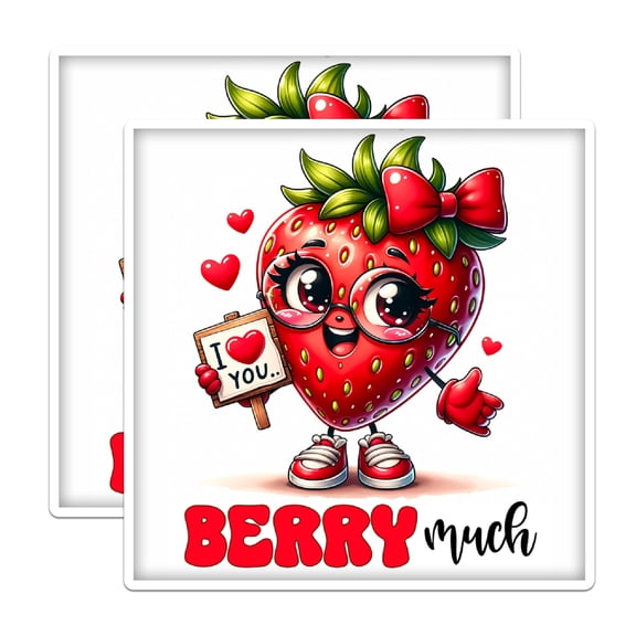 (2 Pack) I Love You Berry Much Magnets - Funny Punny Berry Joke - 5" On Longest Side - Premium Magnet - for Cars, Refrigerators, Toolboxes, Lockers - Made in USA - MAG1053