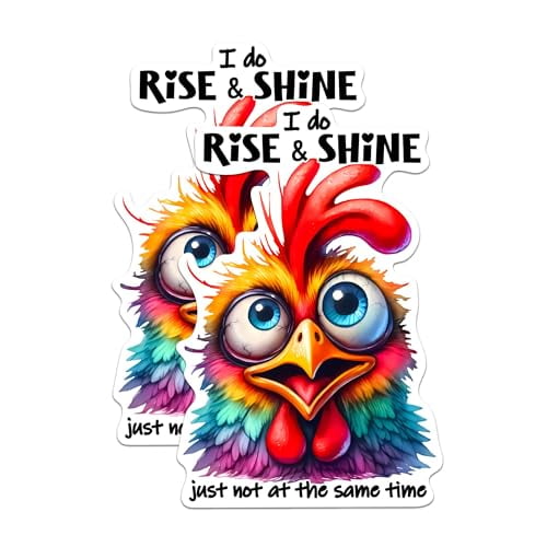(2 Pack) I Do Rise & Shine Just Not at The Same Time Stickers - Funny Not A Morning Person - 5 Inches On Longest Side - Premium Vinyl - for Cars, Trucks, Skateboards, Laptops - Made in USA - BMCS1038