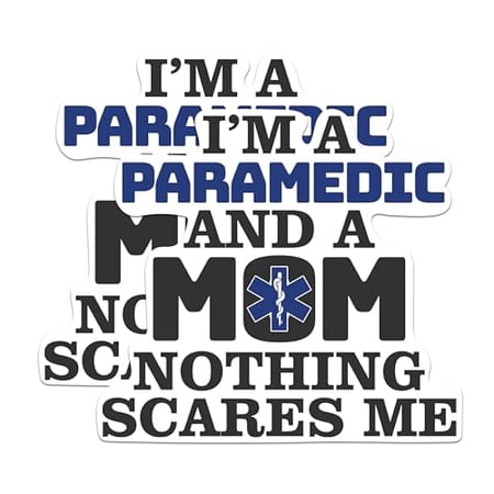 (2 Pack) I'm A Paramedic and A Mom Nothing Scares Me Magnets - Funny EMT EMS Magnet - 5" On Longest Side - Premium Magnet - for Cars, Refrigerators, Toolboxes, Lockers - Made in USA - MAG1655