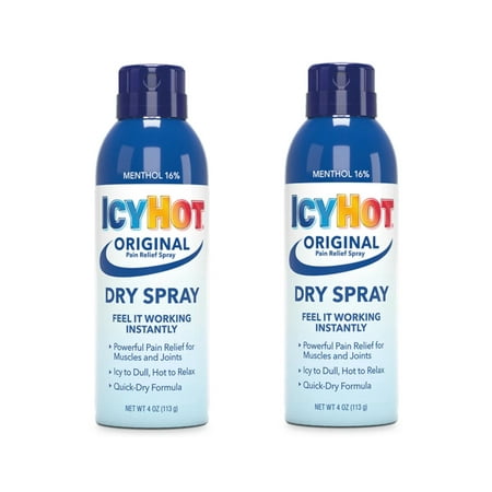 2 Pack - ICY HOT Medicated Pain Relief Spray Maximum Strength 4 Oz Each
