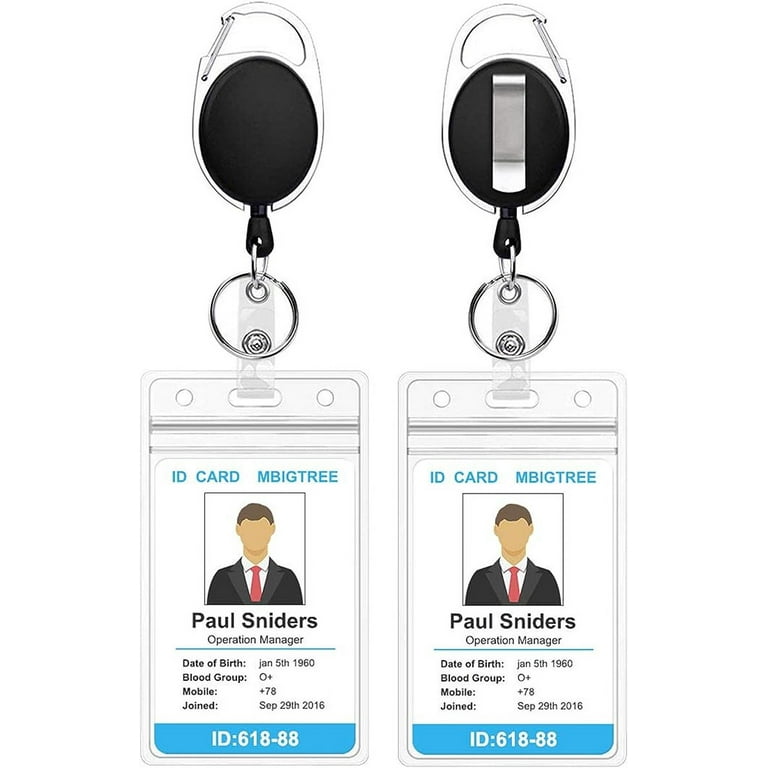 2 Pack ID Badge Holder With Clip – Badge Reels Retractable Heavy