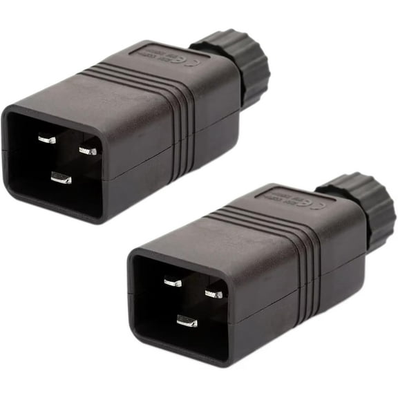 (2 Pack) IEC 320 C20 Rewirable DIY Power Plug adapter,Toptekits C20 Screw Lock AC Plug,IEC 320 C20 Male AC Plug, EN 60320 C20 16A 250V 20A/125V AC Power Connector