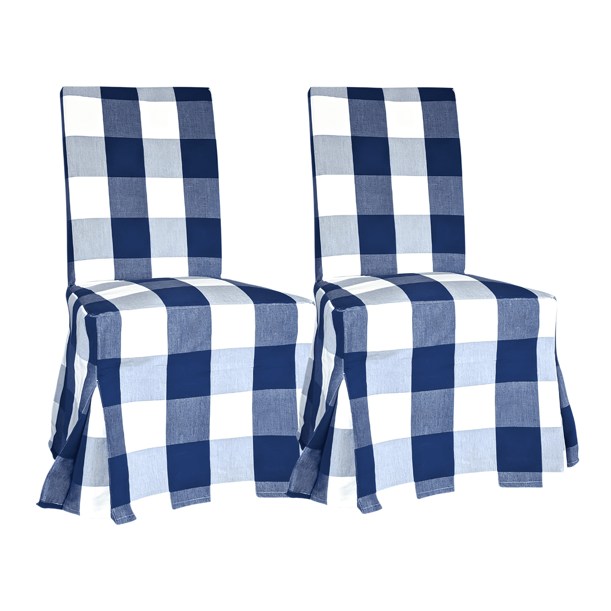 Rockin Cushions 100 Cotton Compatible with IKEA Henriksdal Floor Length Dining Chair Cover Buffalo Check Navy Blue Set of 4 Walmart
