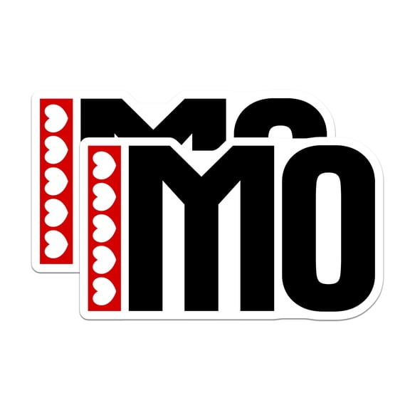 (2 Pack) IMO Stickers - in My Opinion - Heart Love Lettering - 5" On Longest Side - Sticks to Smooth Flat Surfaces - Made in USA - BMCS17810