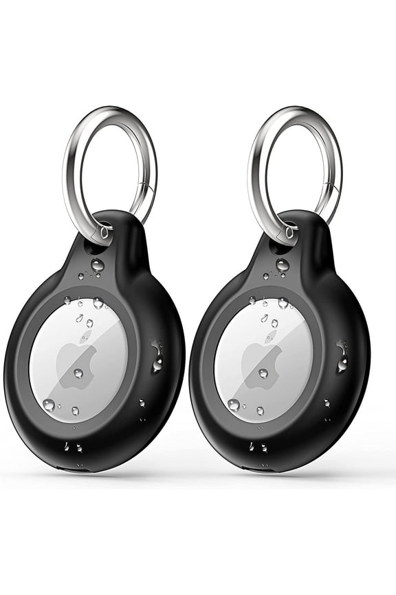 2 Pack IPX8 Waterproof Airtag Keychain with Airtag Holder Case,Full Body Shockproof,Anti-Scratch Cover Air tag for Cat,Dog,Keys,Luggage,Wallet?Black?,