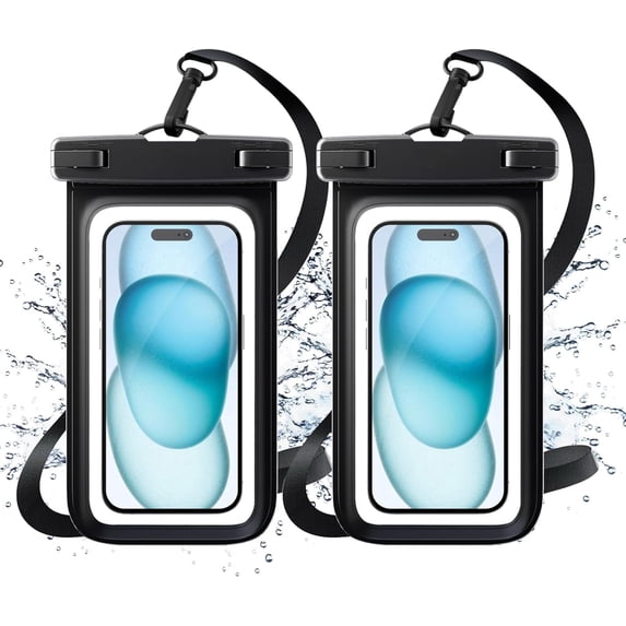 2 Pack IPX8 Waterproof Phone Pouch, Universal Cell Phone Dry Bag with Clear Window & Lanyard for iPhone, Samsung – Best for Beach, Swimming, Snorkeling, and Cruise Travel