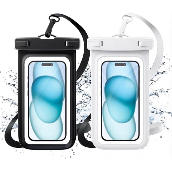2 Pack IPX8 Waterproof Phone Pouch, Universal Cell Phone Dry Bag with Clear Window & Lanyard for iPhone, Samsung – Best for Beach, Swimming, Snorkeling, and Cruise Travel