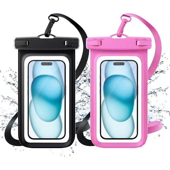 2 Pack IPX8 Waterproof Phone Pouch, Universal Cell Phone Dry Bag with Clear Window & Lanyard for iPhone, Samsung – Best for Beach, Swimming, Snorkeling, and Cruise Travel