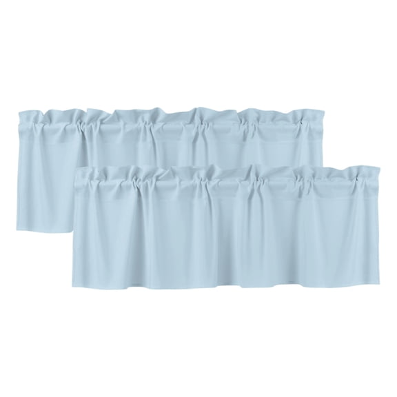 2 Pack Ice Blue Valance for Window Light Blue Color Solid Background Rustic Farmhouse Kitchen Valance Rod Pocket Short Curtain Topper Decorative Window Treatment for Living Room Bedroom 60"x18"