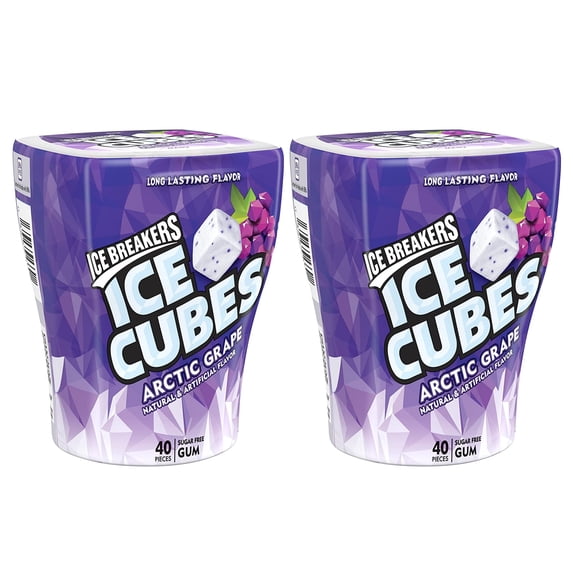 2 Pack | Ice Breakers Ice Cubes Sugar Free Gum, Arctic Grape, 40 Pieces