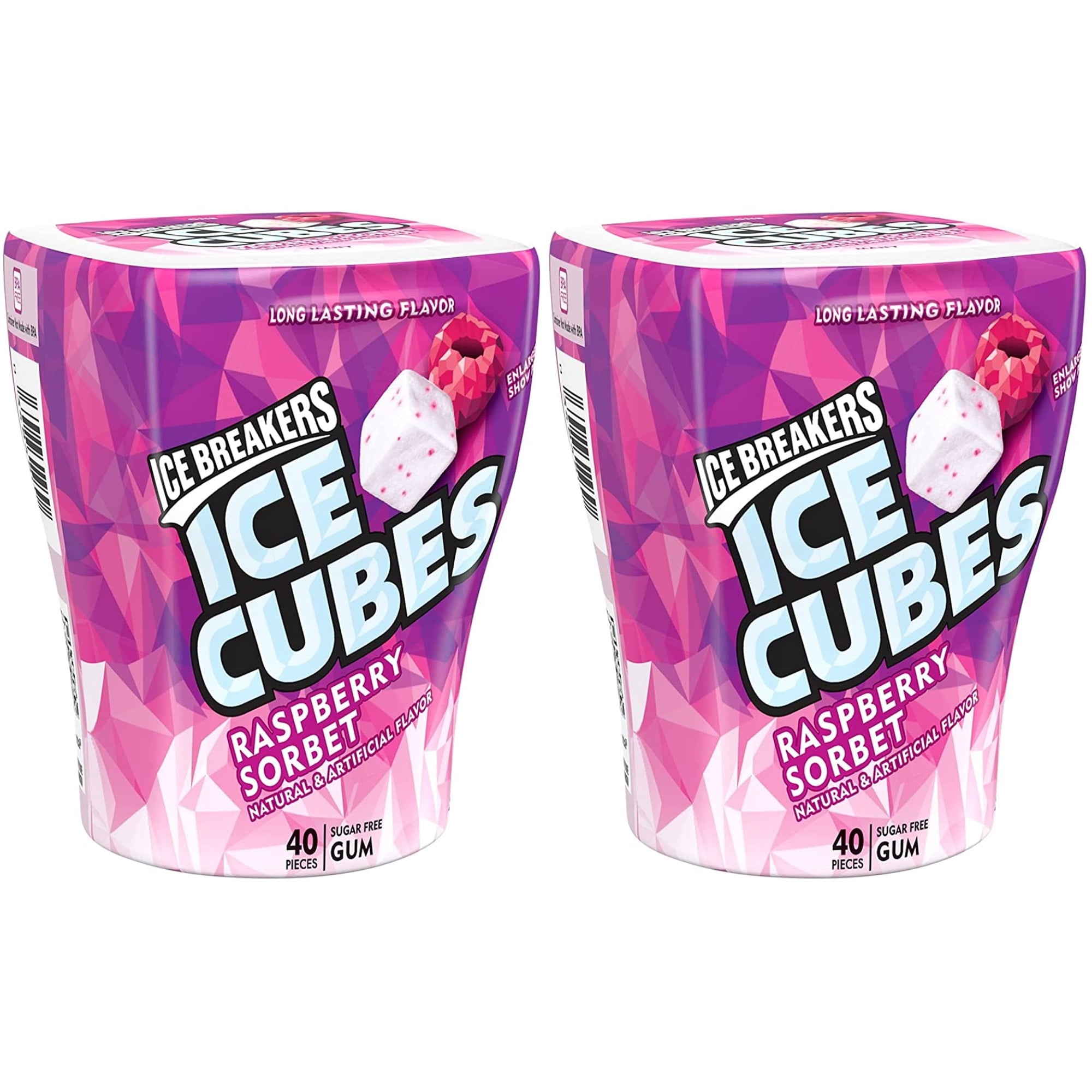 2 Pack Ice Breakers Ice Cubes Sugar Free Gum, Raspberry Sorbet, 40 Pieces