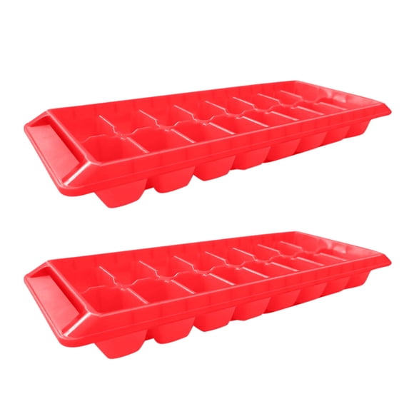 2 Pack Ice Cube Tray Set Plastic Stackable Ice Cube For Freezer 16 Cubes Per Tray For Cocktail Whiskey Chocolate Red