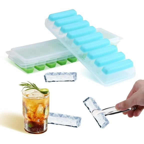 2 Pack Ice Cube Tray for Water Bottles with Tongs, Stackable Ice Trays for Freezer with Spill-Resistant Lids, Easy-Release Iced Molds BPA Free for Stanley Cup Drinks Whisky Cocktail