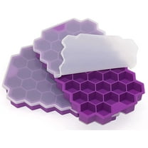 2 Pack Ice Cube Trays, Flexible Silicone Ice Tray with Stackable Lid and Easy-Release 74-Ice Cube Molds for Cocktail, Whiskey, Baby Food, Chocolate, Freezer, Dishwasher Safe & BPA Free (Purple)