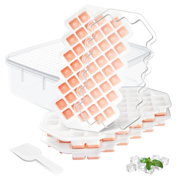 2 Pack Ice Cube Trays For Freezer, Ice Ball Maker Mold Mini circle Round Ice Cube Mold with Lid 1.2in X 66PCS for Cocktail Whiskey Tea Coffee
