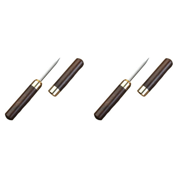 2 Pack Ice Picks,Sturdy Stainless Steel Ice Picks For Breaking Ice with Safety Cover,Non-slip Wooden Handle For Kitchen,Bars,Bartender,Camping