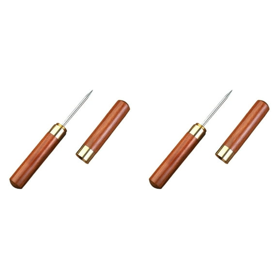 2 Pack Ice Picks,Sturdy Stainless Steel Ice Picks For Breaking Ice with Safety Cover,Non-slip Wooden Handle For Kitchen,Bars,Bartender,Camping